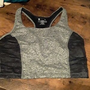 NWOT Xersion Large Black Heathered Gorgeous padded Wirefree Sports Bra